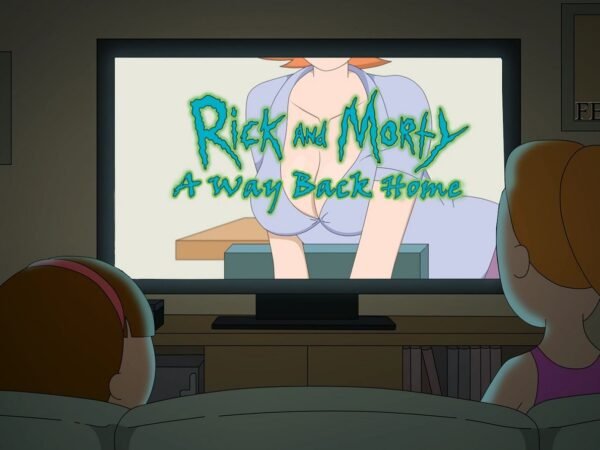 rick and sis watching tv in hentai game