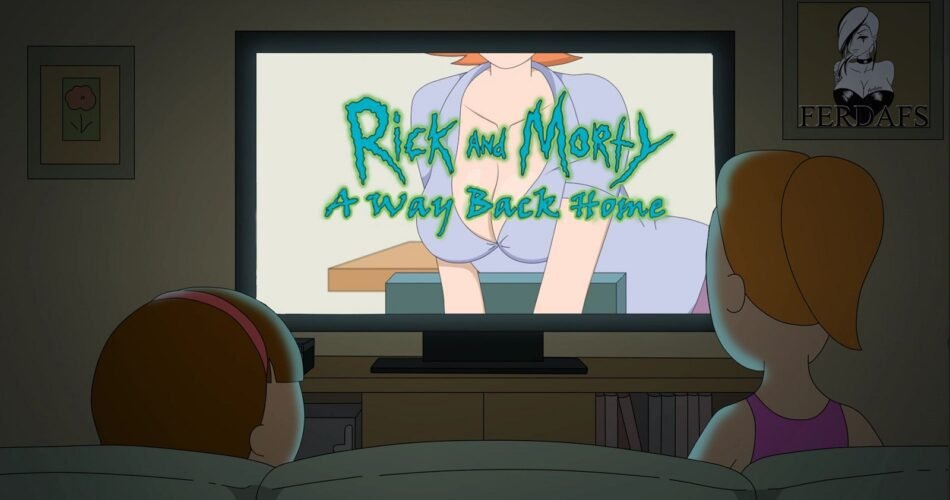 rick and sis watching tv in hentai game